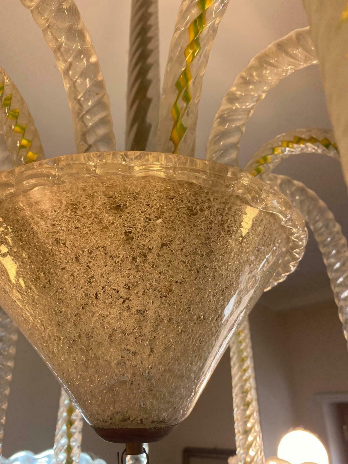 Art Deco Chandelier By Ercole Barovier Murano 1940 photo vintage