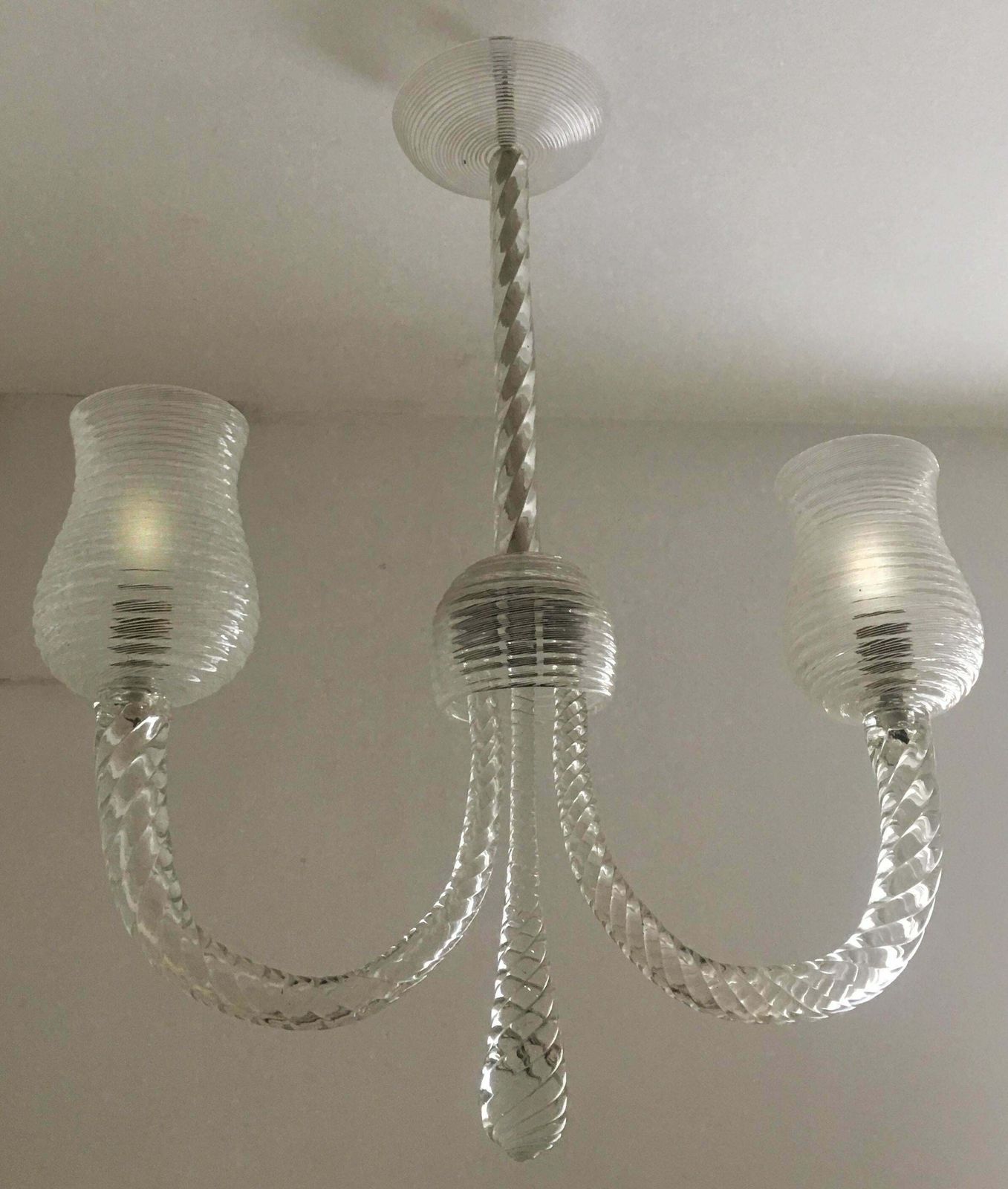 Art Deco Reticello Chandelier By Ercole Barovier, Murano, 1940s photo furniture