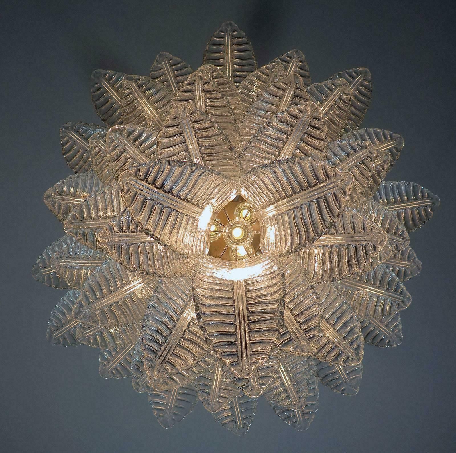 Pair Of Italian Leaves Chandeliers  Barovier And Toso Style  Murano photo Lighting