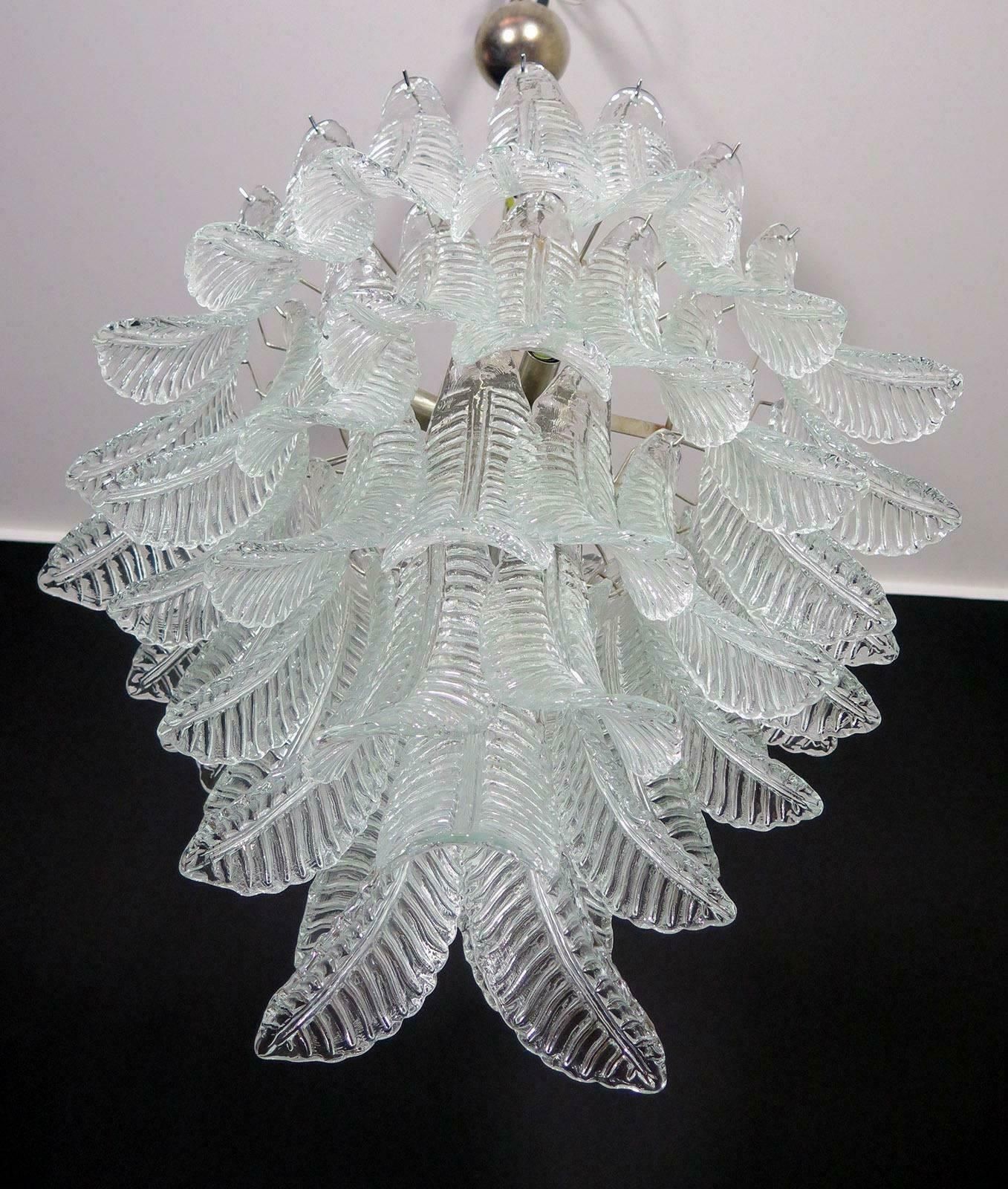Pair Of Italian Leaves Chandeliers  Barovier And Toso Style  Murano photo vintage
