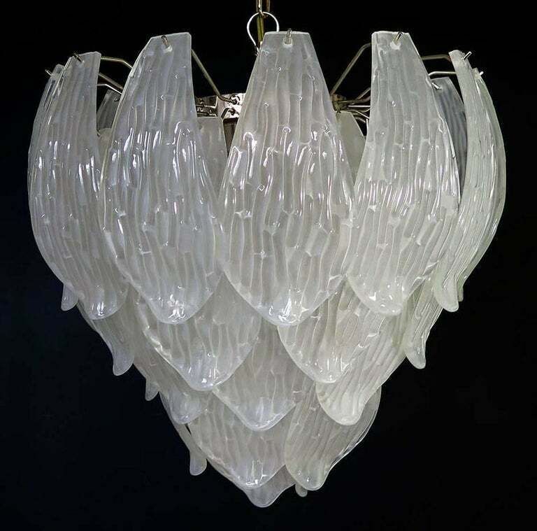Pair Of Italian Petals Chandeliers, Murano photo for sale