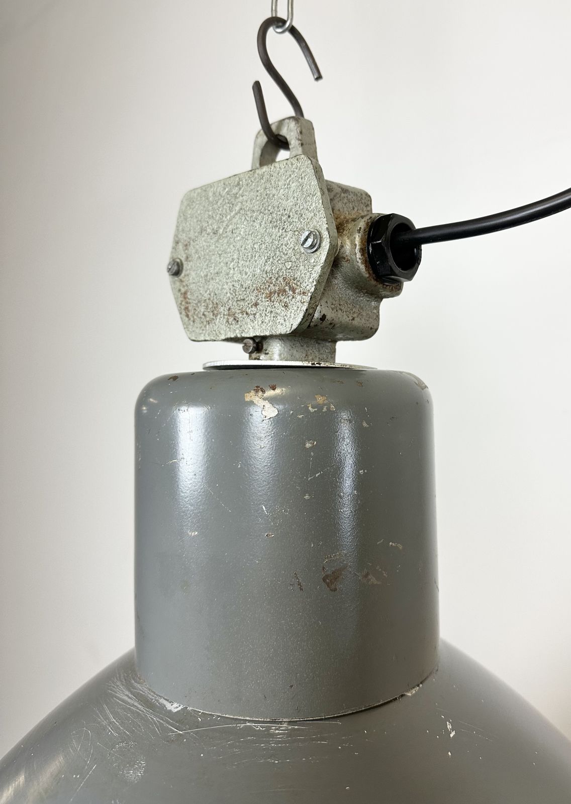 photo furniture Grey Industrial Aluminium Pendant Lamp From Polam Wilkasy, 1960s, 2x