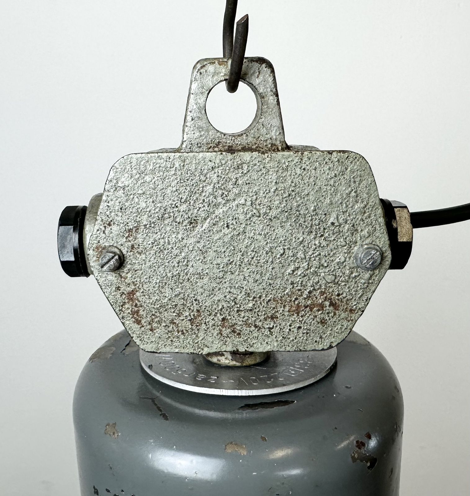 199.0 Grey Industrial Aluminium Pendant Lamp From Polam Wilkasy, 1960s, 2x photo