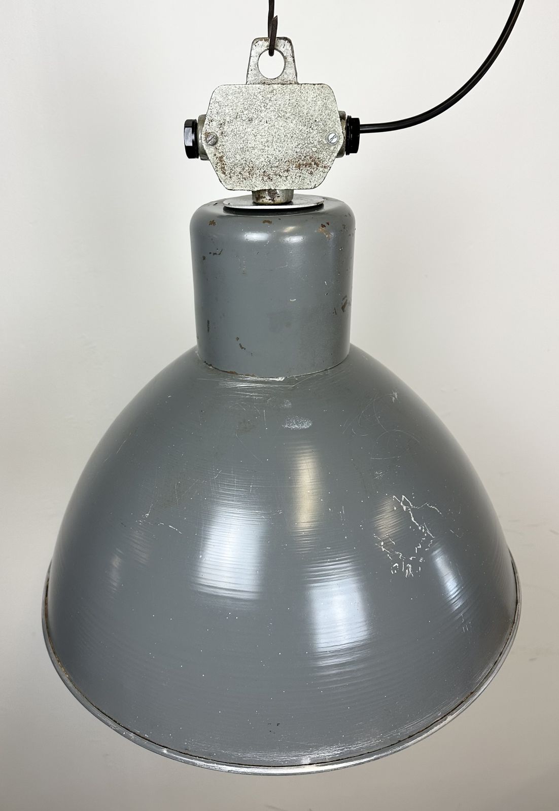 photo buy Grey Industrial Aluminium Pendant Lamp From Polam Wilkasy, 1960s, 2x