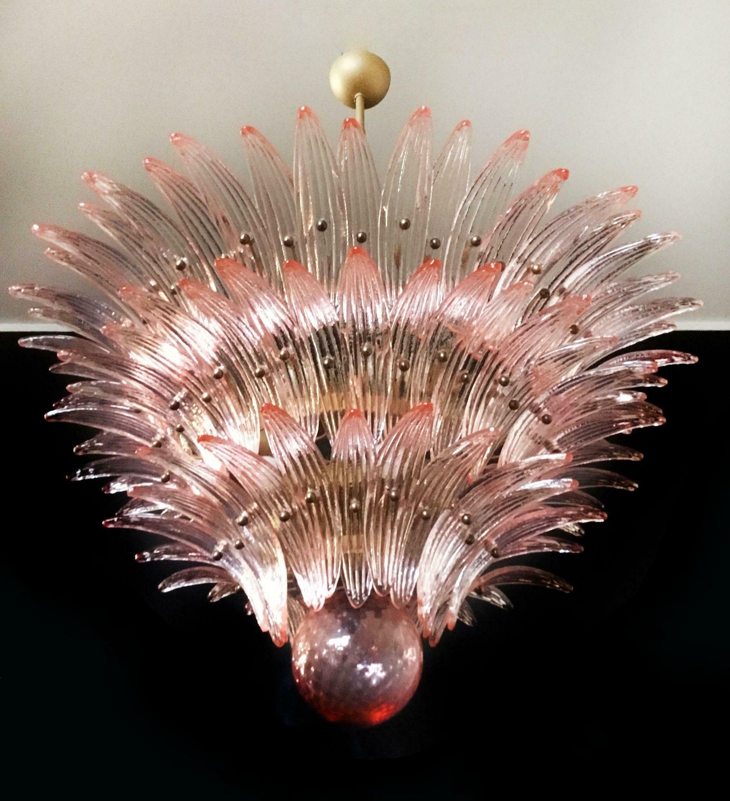 Pair Of Spectacular Pink Glass Chandeliers. Murano photo furniture