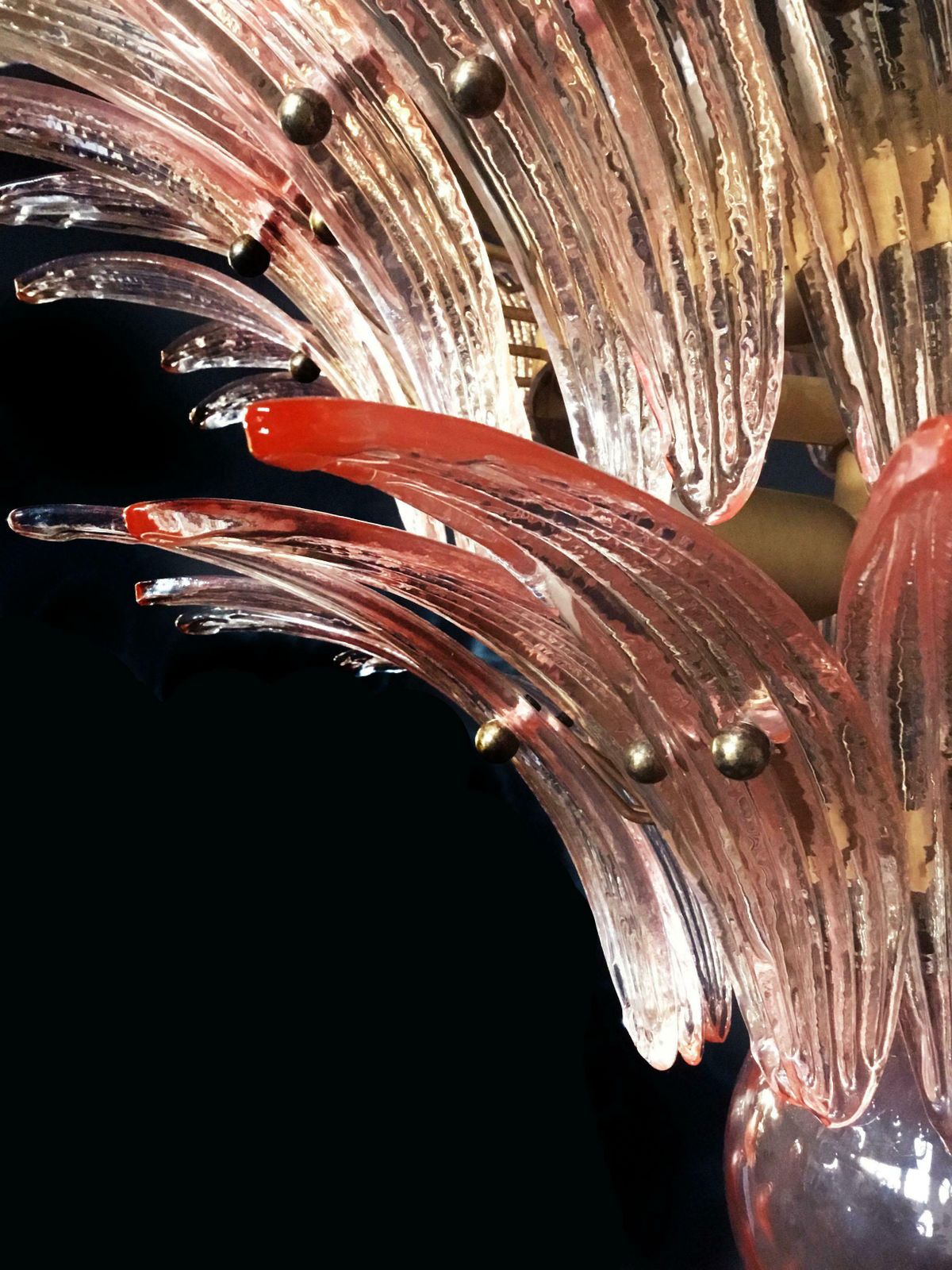 Pair Of Spectacular Pink Glass Chandeliers. Murano photo 4846.0