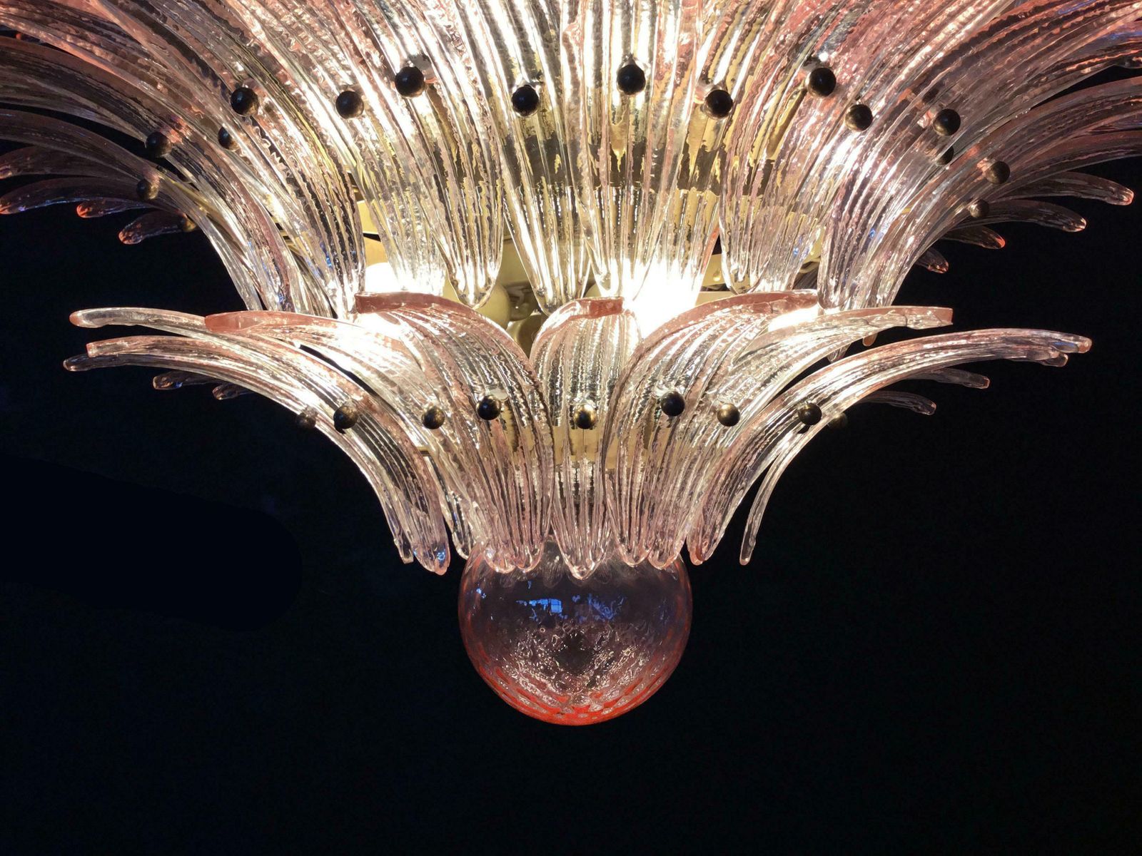 Lighting Pair Of Spectacular Pink Glass Chandeliers. Murano photo
