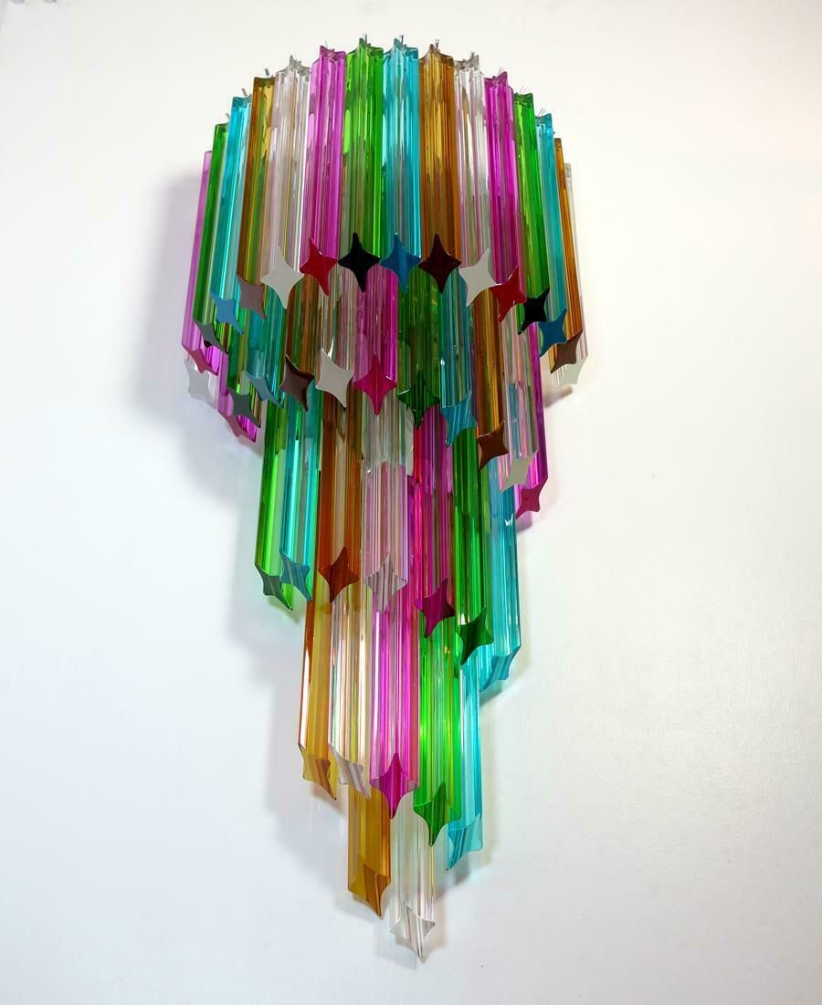 Pair Of Italian Sconces Venini Style 41 Multi Colour Quadriedri, Murano, 1980s photo for sale