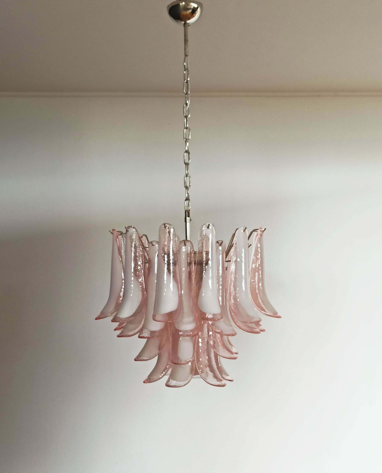 photo furniture Italian 36 Pink And White Petals Chandelier, Murano