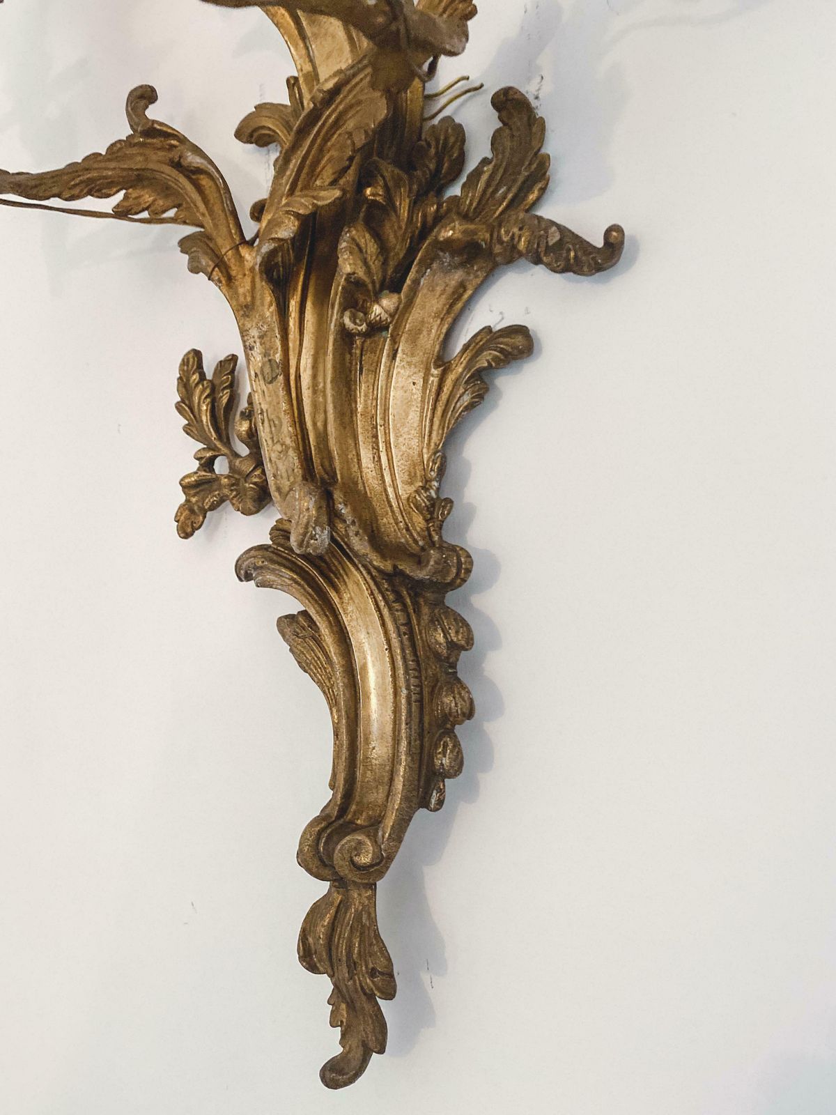 19th Century Pair Louis XV Style Gilt Bronze Appliques Or Wall Lights photo for sale