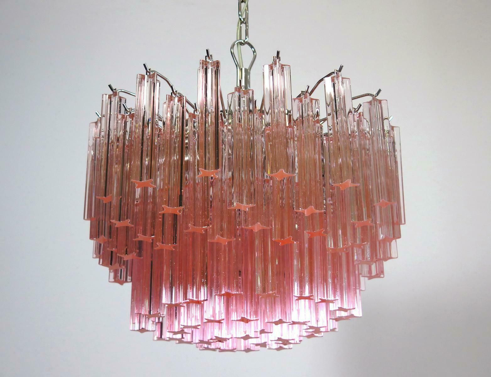 Sert 6 Italian Chandeliers Made By 107 Crystal Prism Quadriedri, Murano £16,151.48per Set photo for sale