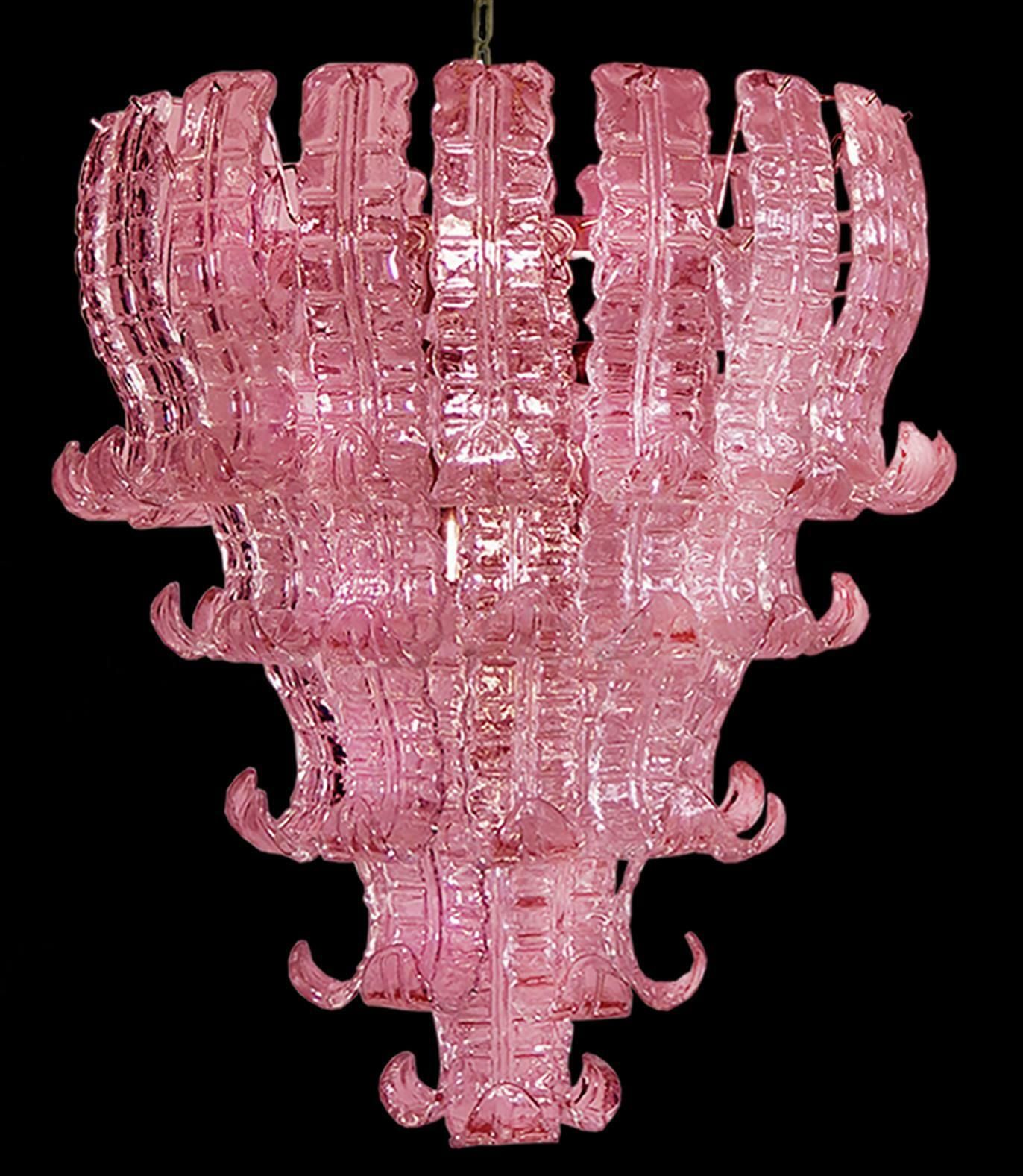Pair Spectacular Venetian Six Tier Felci Glass Chandeliers. Murano photo vintage