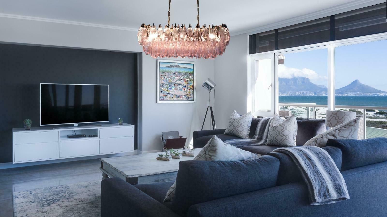 photo furniture Amazing Pair Of Italian Pink Poliedri Chandeliers, Murano