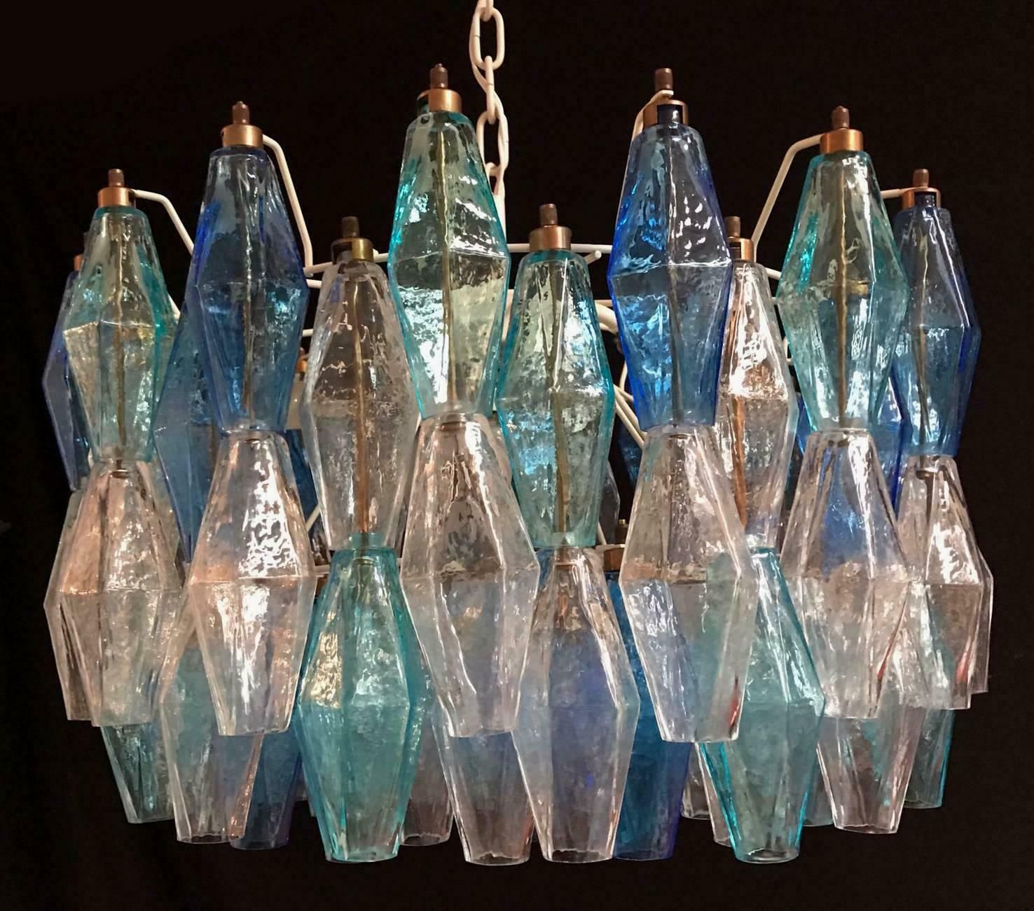 Pair Of Murano Poliedri Chandelier In The Style Of Carlo Scarpa