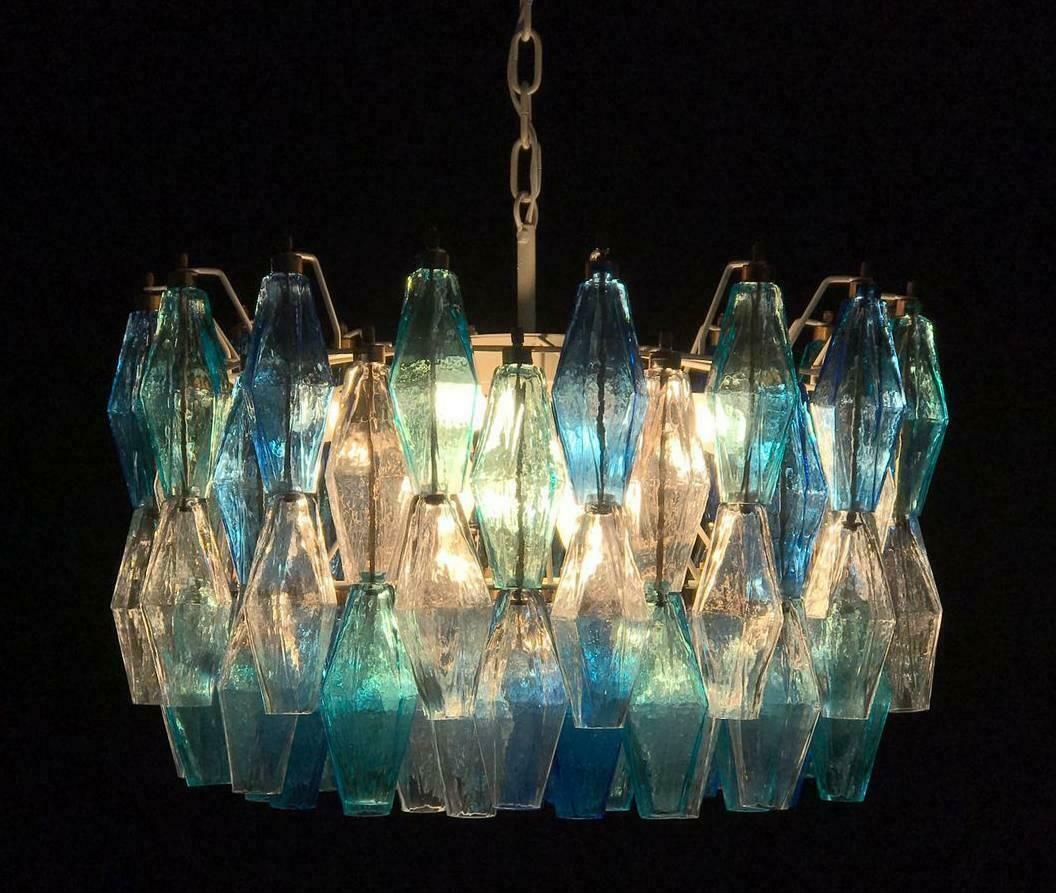 Pair Of Murano Poliedri Chandelier In The Style Of Carlo Scarpa photo for sale