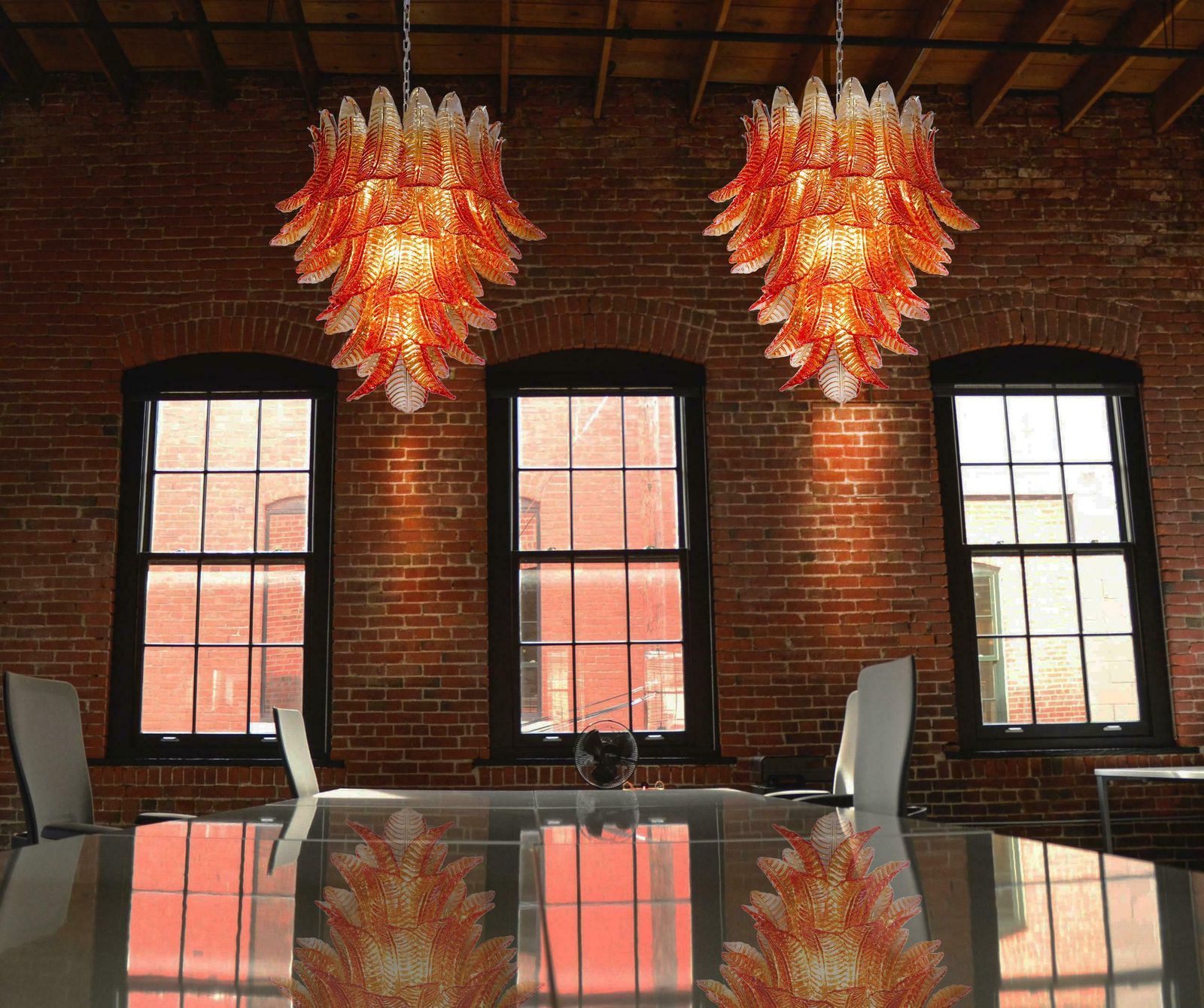 Italian Leaves Chandelier, Barovier & Toso Style, Murano photo furniture