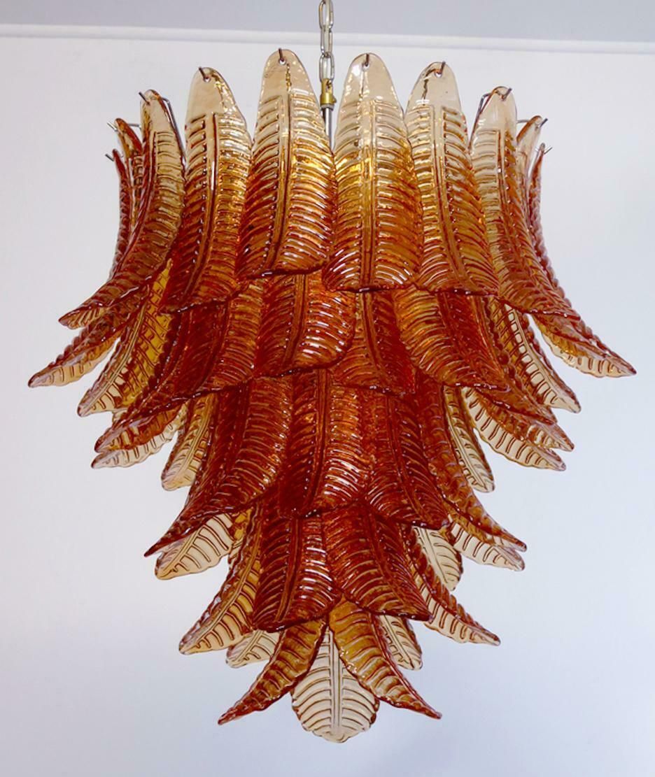 Italian Leaves Chandelier, Barovier & Toso Style, Murano photo vintage