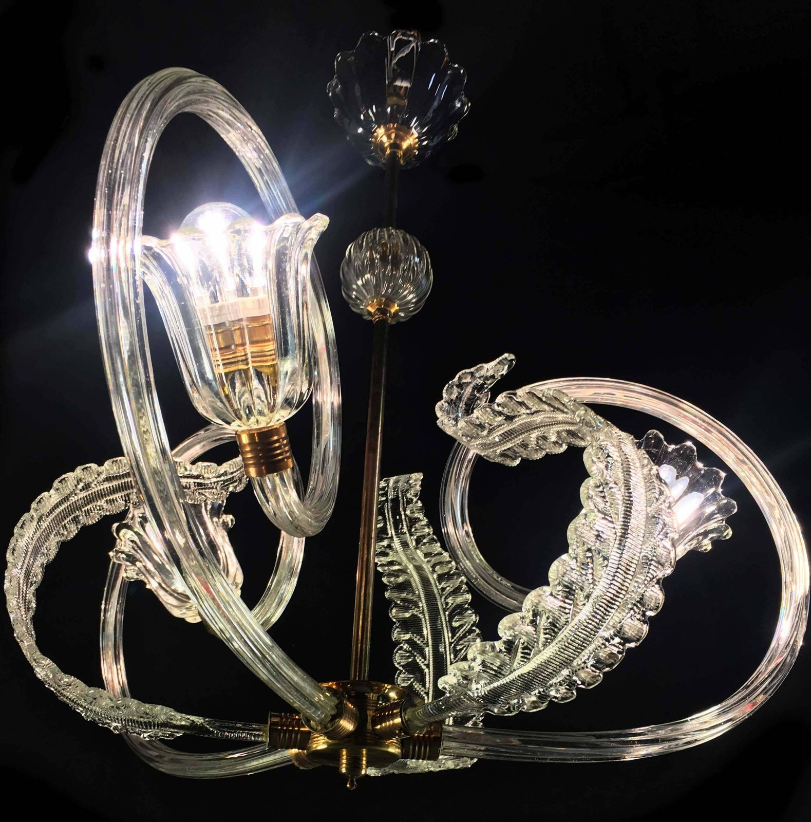 Charming Italian Chandelier By Barovier And Toso Murano 1940 photo vintage