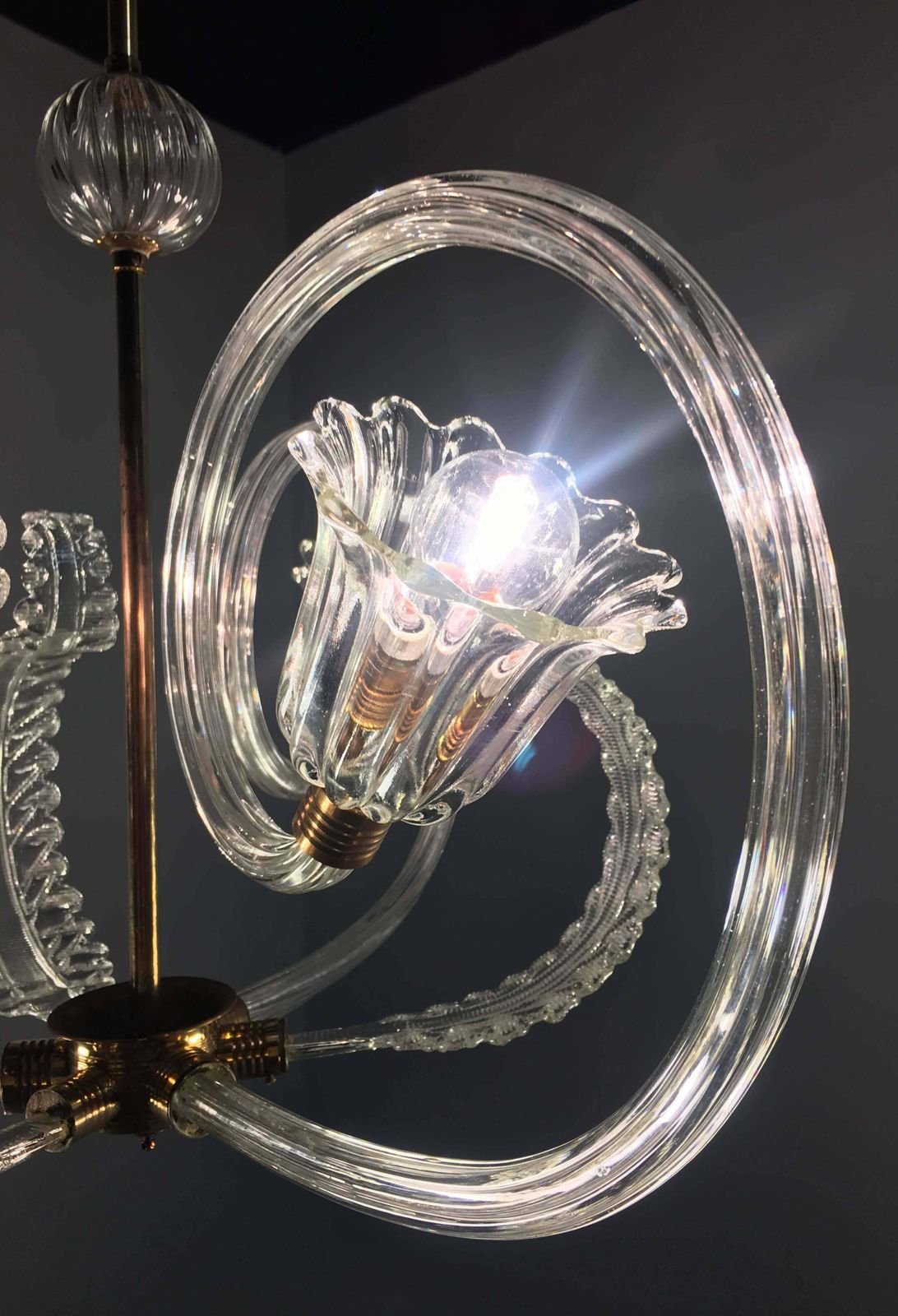 Lighting Charming Italian Chandelier By Barovier And Toso Murano 1940 photo