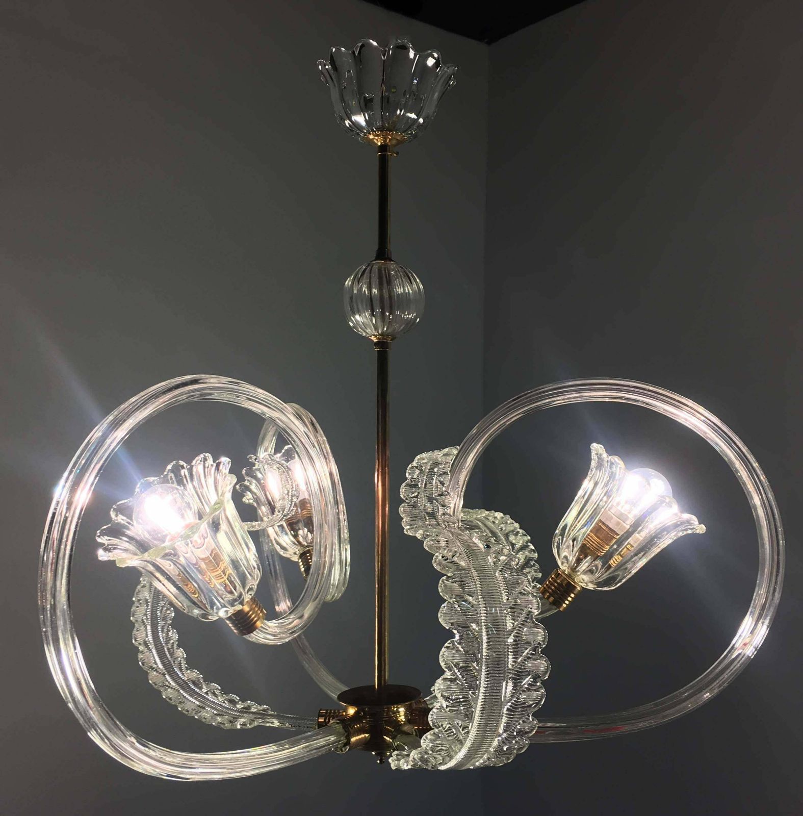 photo buy Charming Italian Chandelier By Barovier And Toso Murano 1940