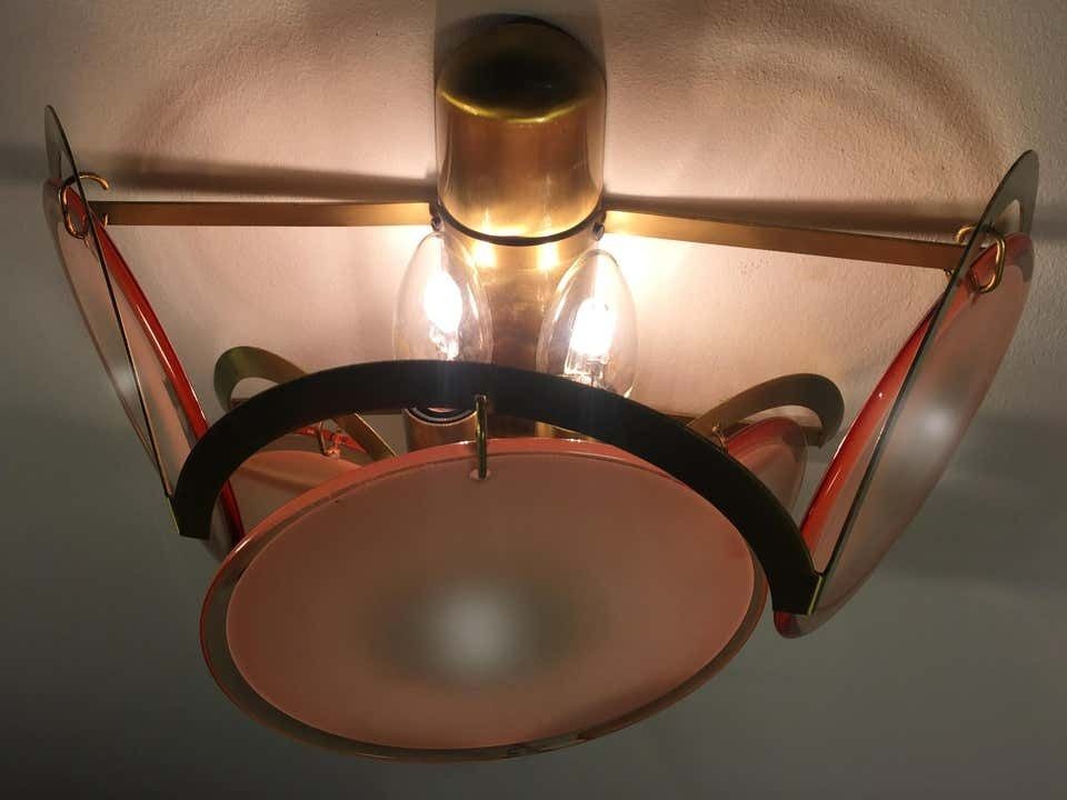 Pair Of Italian Honey Colour Disc Sconces By Vistosi, Murano, 1970s photo Lighting