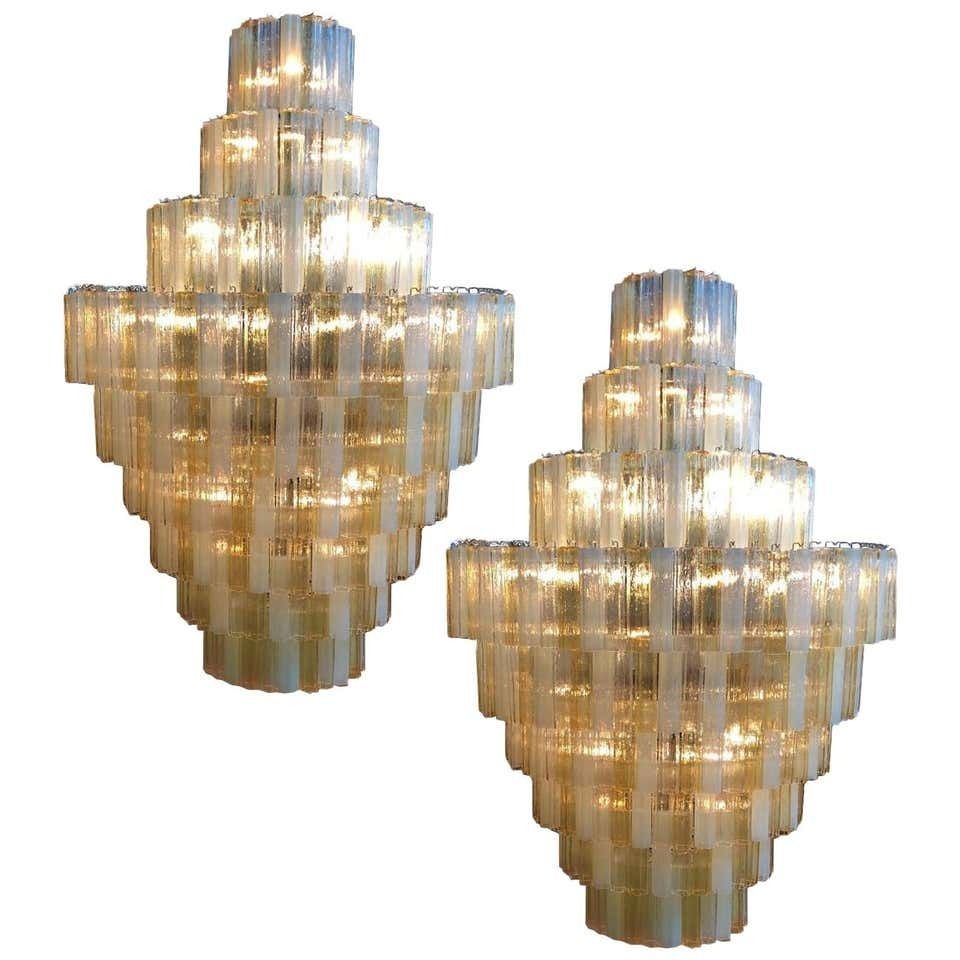 Pair Of Giant Italian Chandeliers, Murano