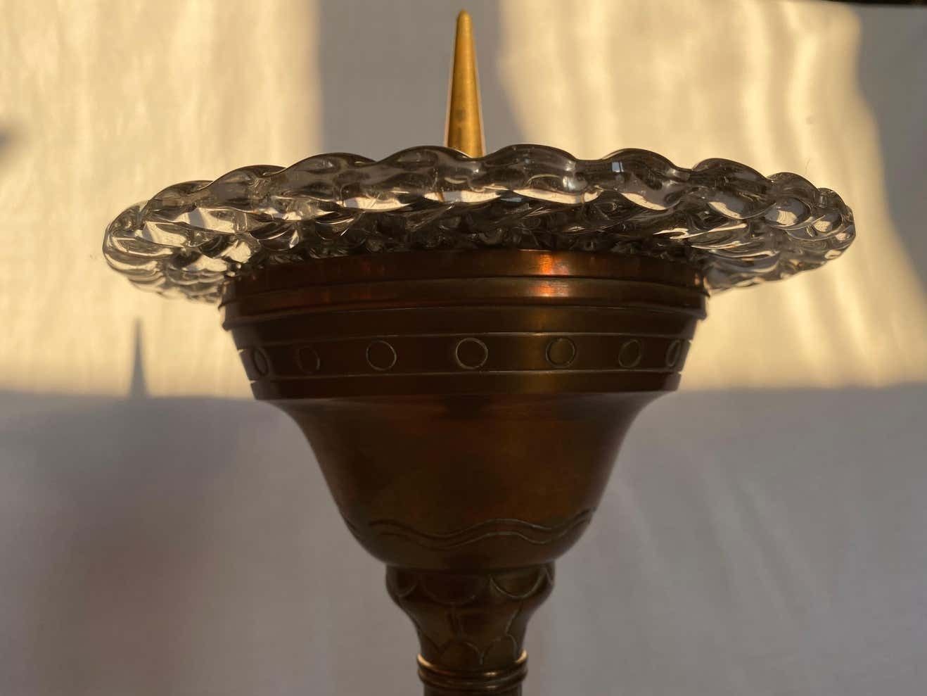 Italian Candleholder In Copper And Murano Glass By Ercole Barovier, 1940 photo vintage