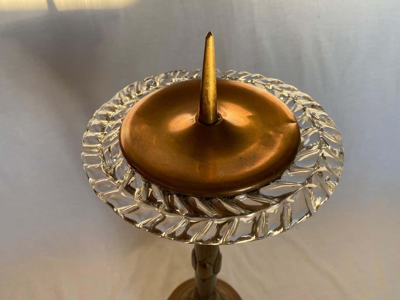 photo vinterior Italian Candleholder In Copper And Murano Glass By Ercole Barovier, 1940