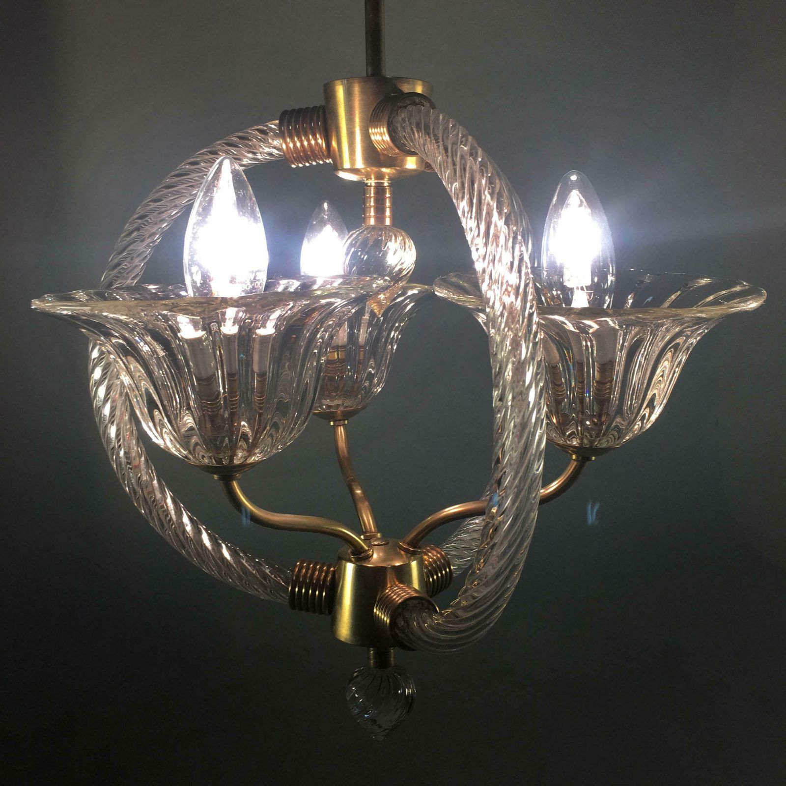 Charming Italian Chandelier By Barovier And Toso  Murano 1940 photo vinterior