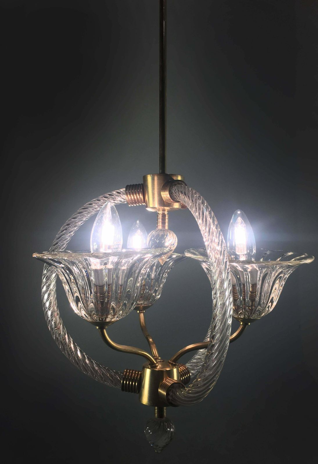 Lighting Charming Italian Chandelier By Barovier And Toso  Murano 1940 photo