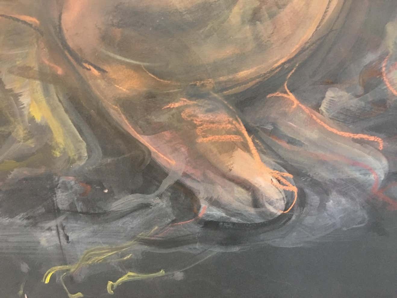 Horse On Black Sky Pencil Fat By Giuseppe Colin 1990 photo for sale