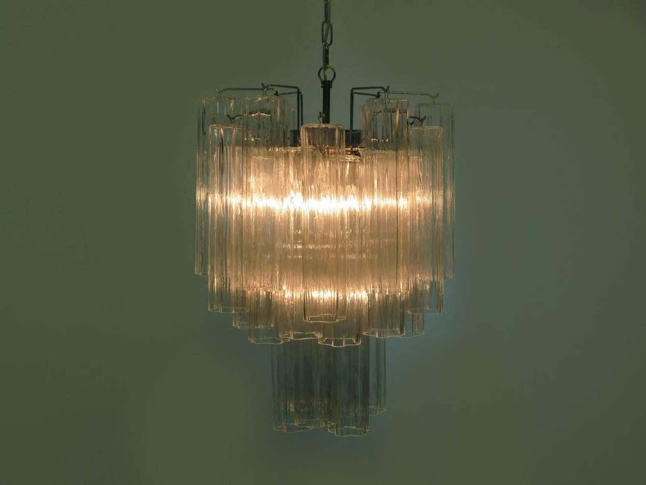 Pair Of Tronchi Chandelier In Toni Zuccheri Style For Venini  Murano photo for sale
