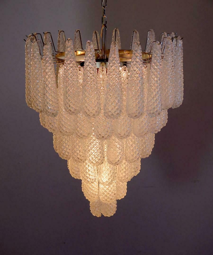 Pair Of Italian Murano 75 Petals Chandeliers, Murano photo for sale