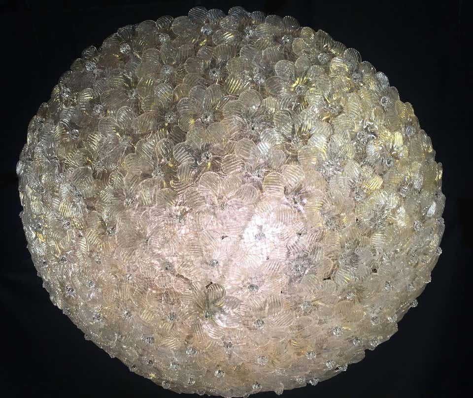 Ceiling Flowers Lamp By Barovier & Toso, Murano, 1980s photo vintage