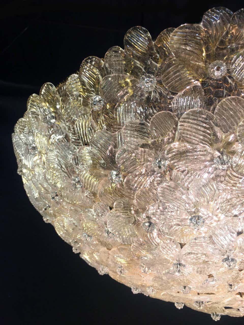 Lighting Ceiling Flowers Lamp By Barovier & Toso, Murano, 1980s photo