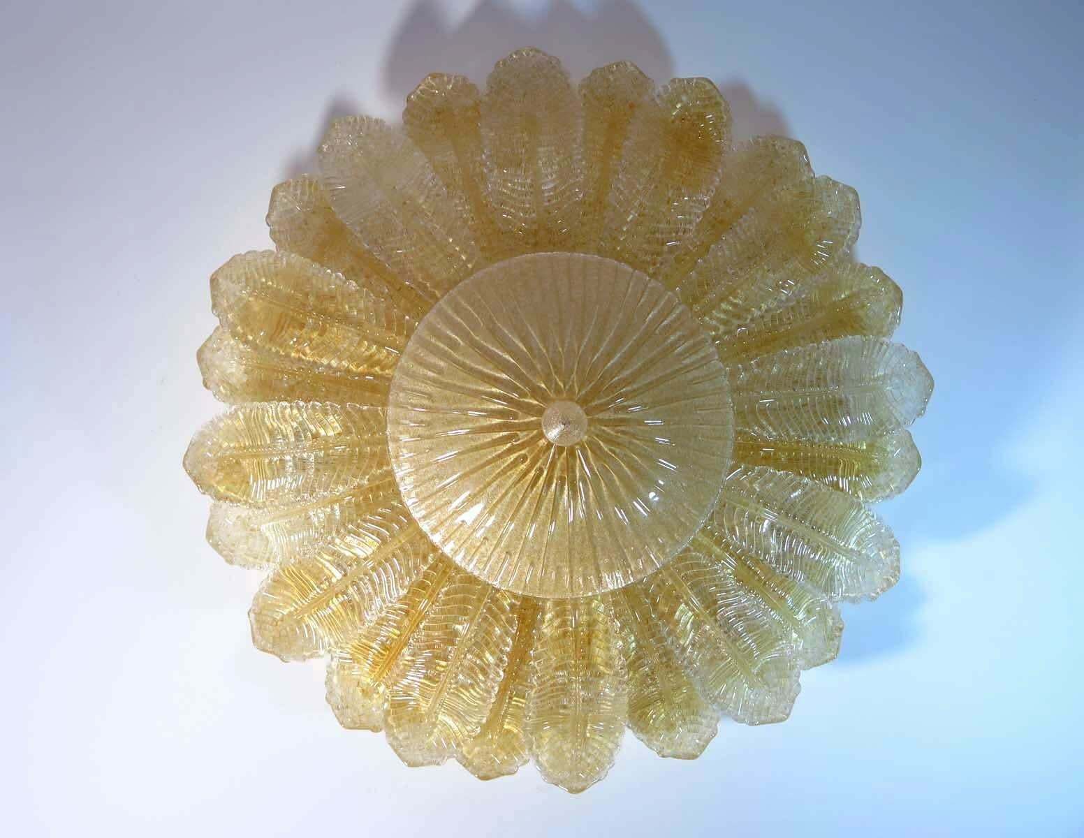 Pair Of Large Ceiling Leaves Barovier And Toso Style Murano 1980s photo buy