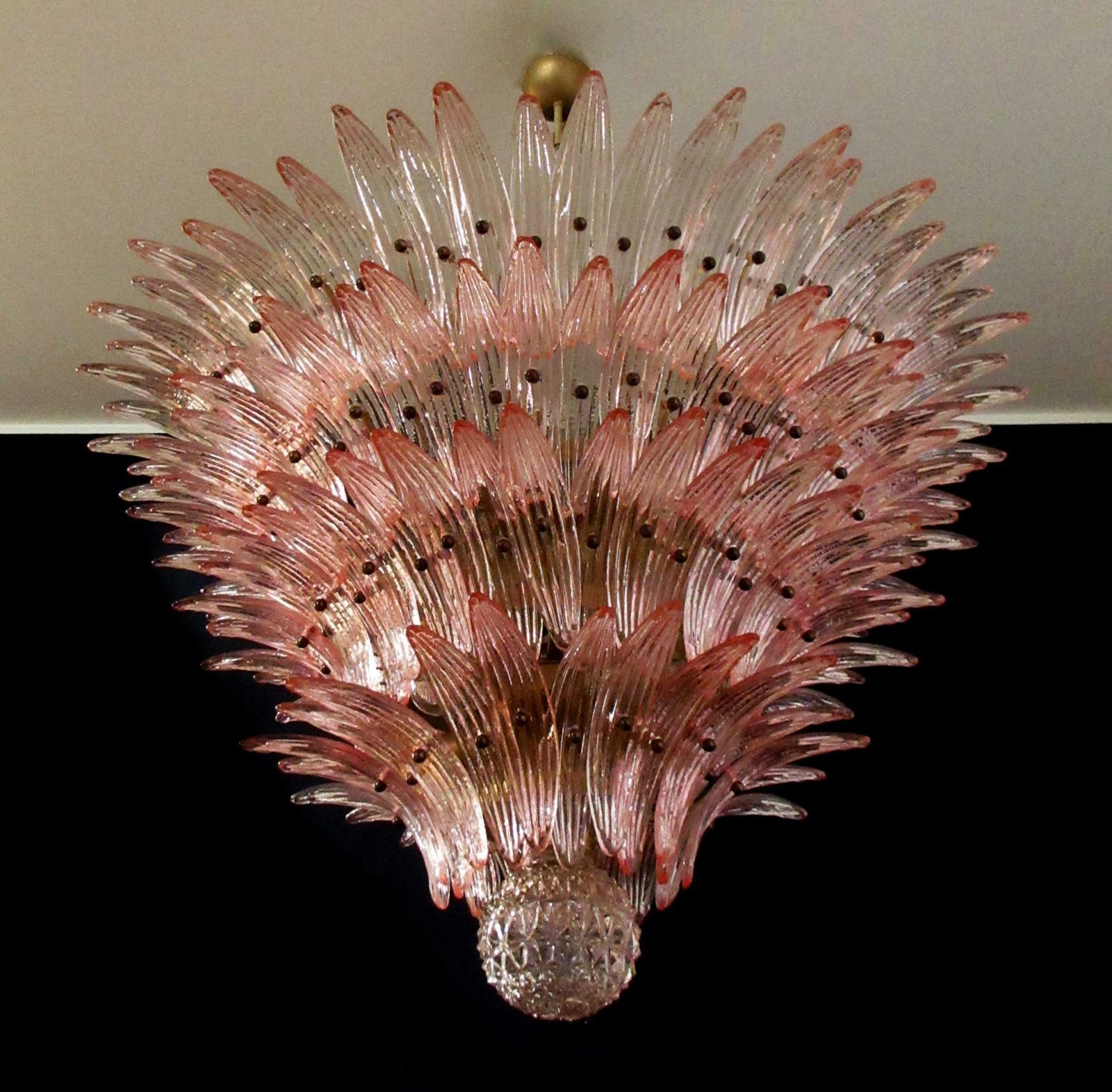 photo for sale Pair Of Majestic Chandelier Pink Glasses, Murano