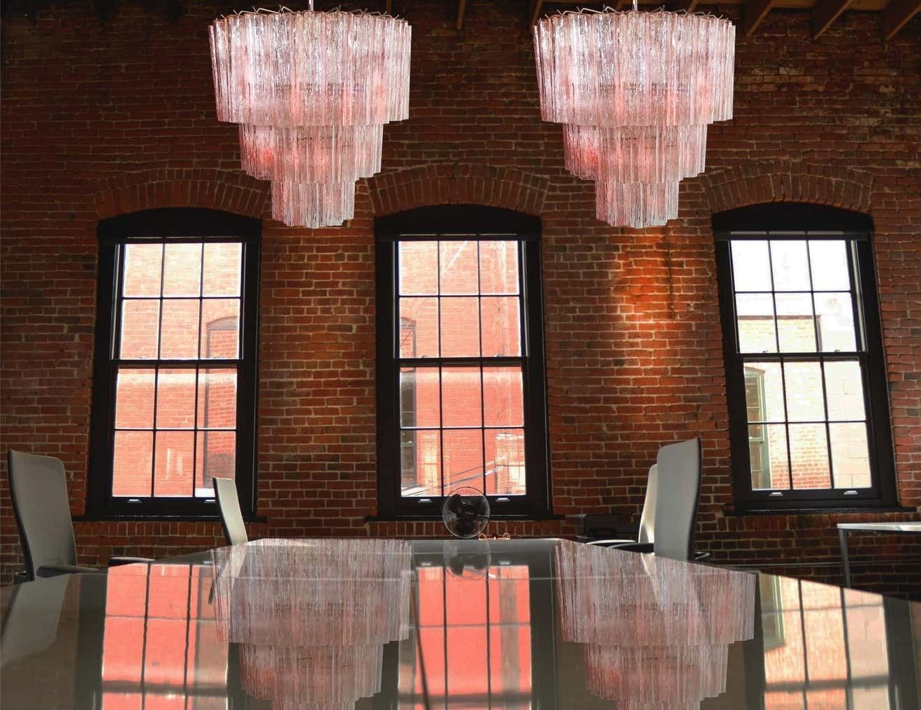 Pair Of 52 Pink Tronchi Chandeliers Style Toni Zuccheri For Venini, Murano photo furniture
