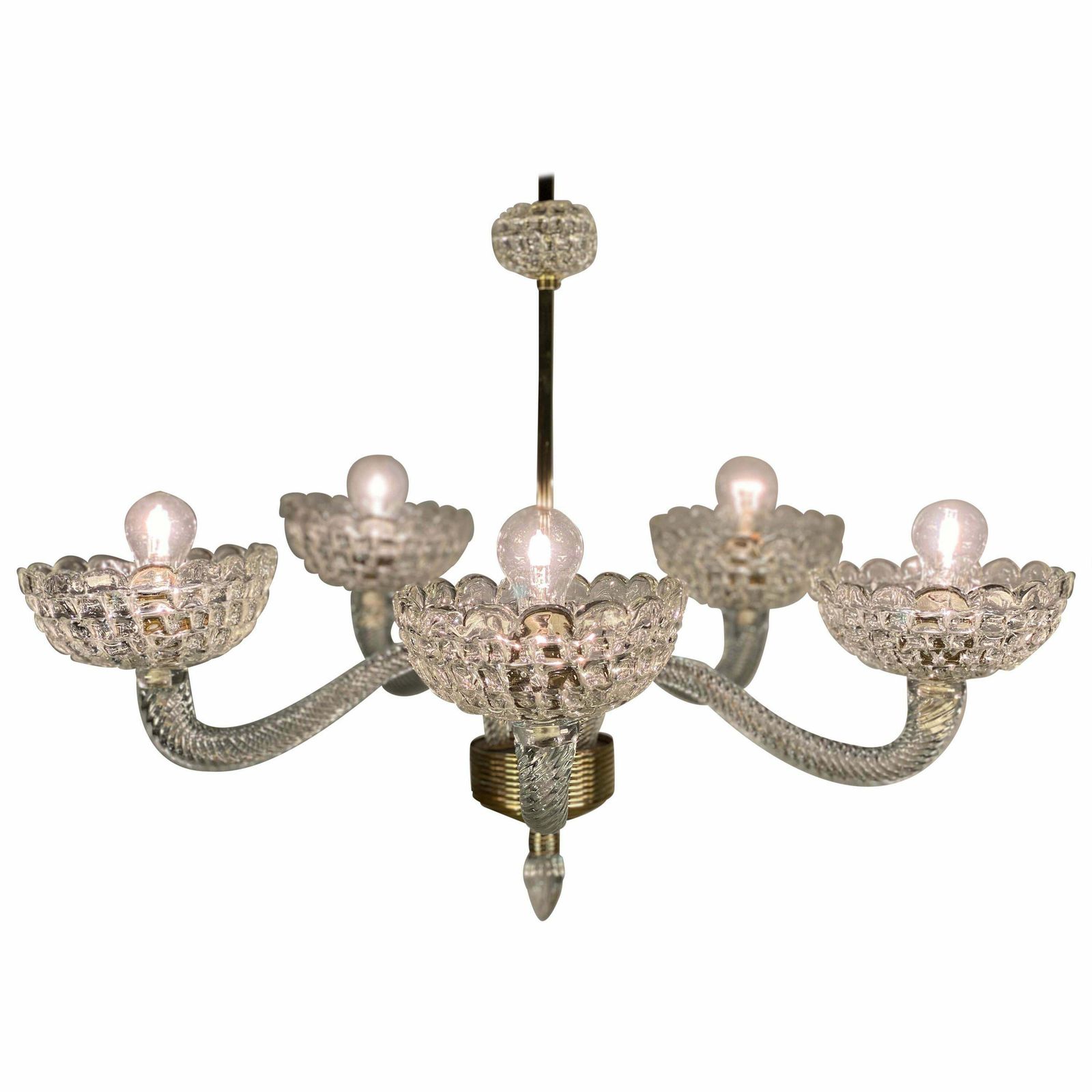 Art Deco Chandelier By Ercole Barovier, Murano, 1940