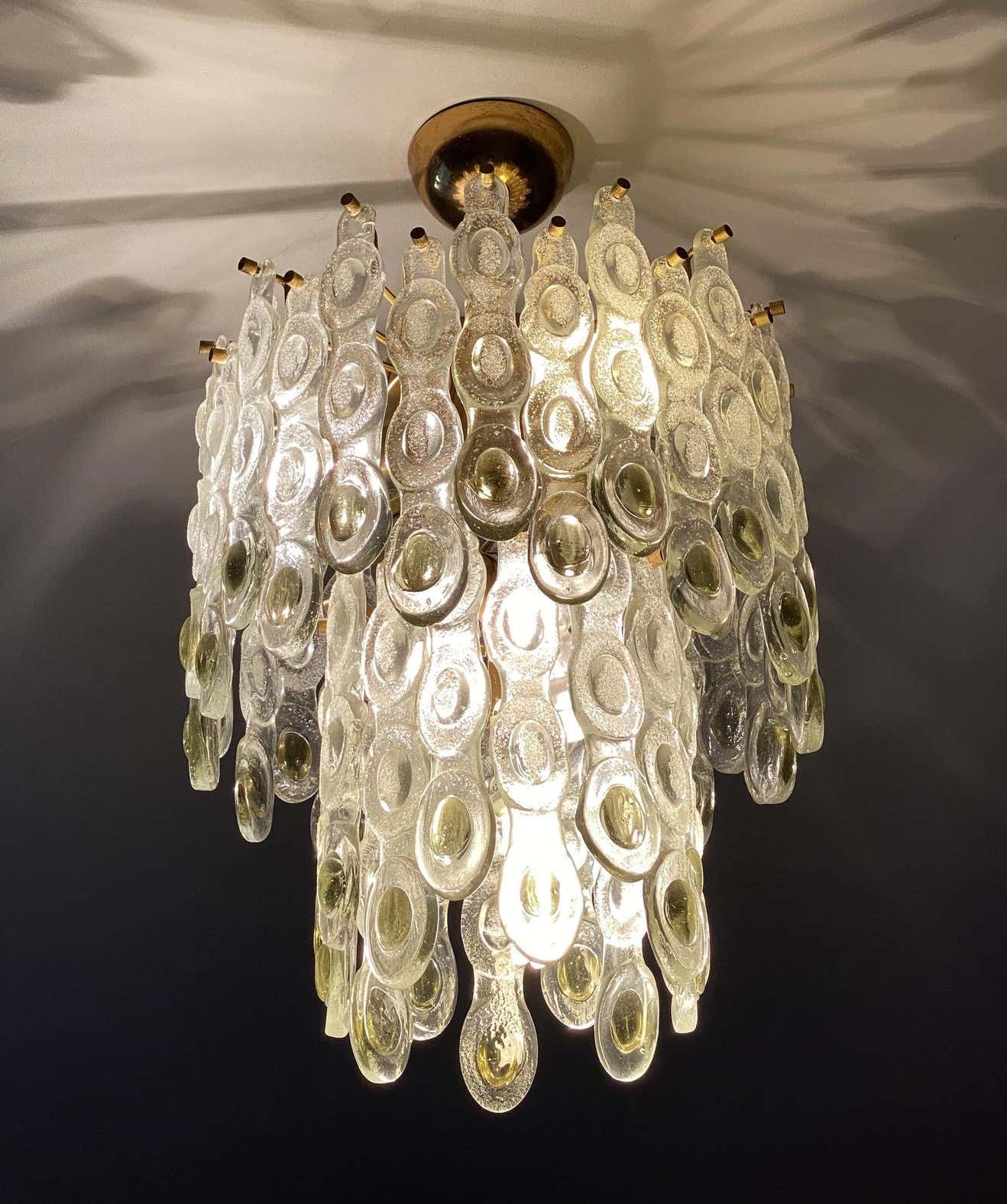 photo for sale Sumptuous Italian Glass Chandelier, Murano, 1970
