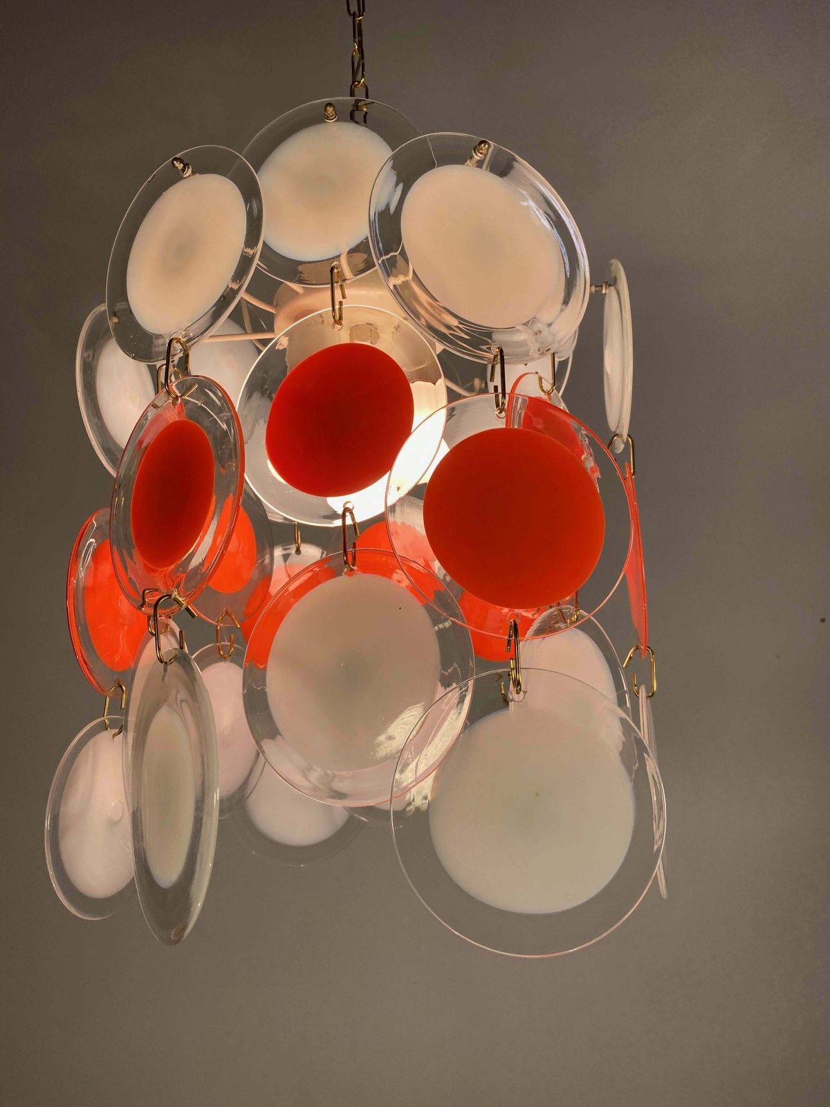4836.0 Pair Of Disc Chandeliers By Vistosi, Murano, 1970s photo