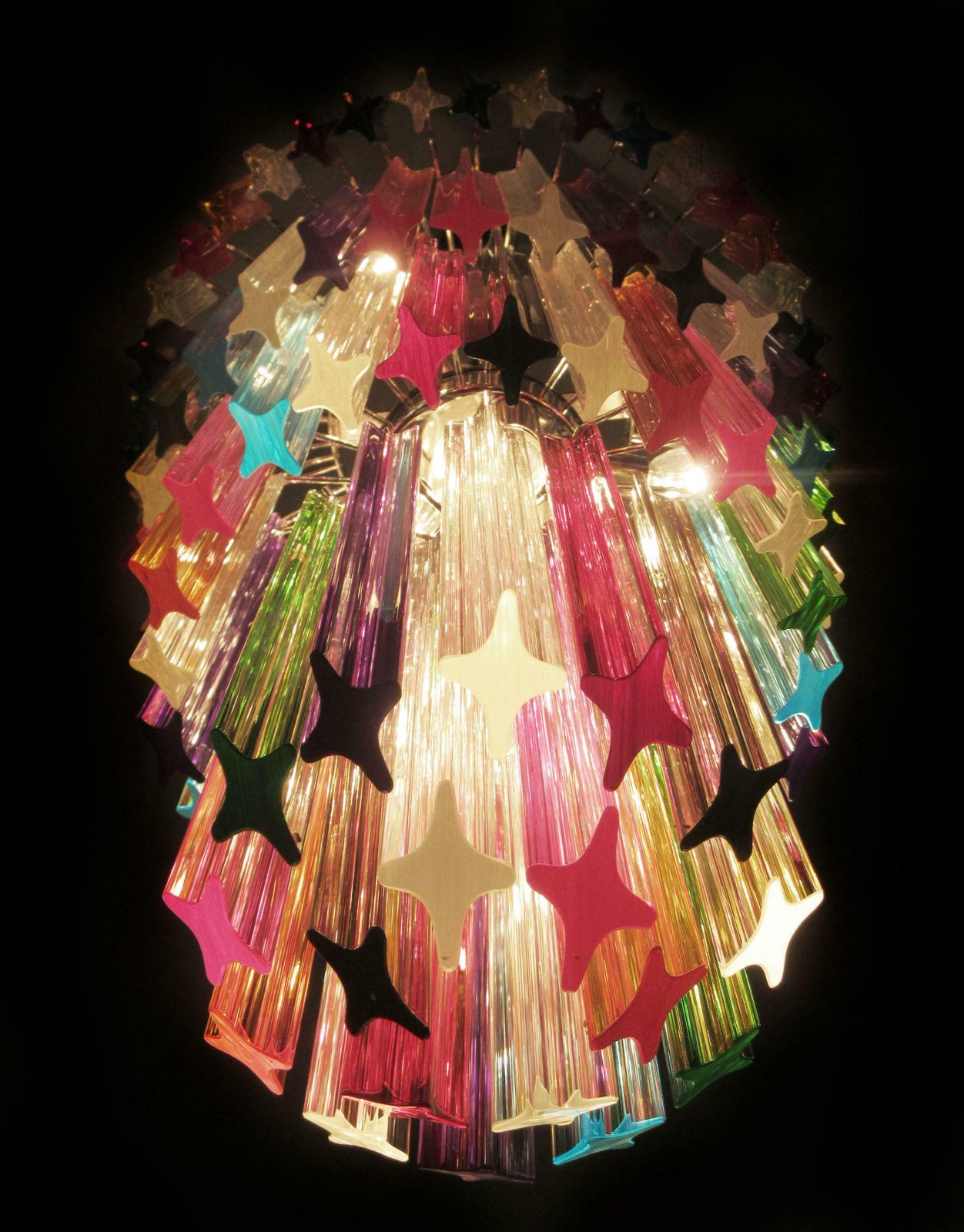 photo for sale Pair Of Italian Chandelier Multicoloured Quadriedri, Murano
