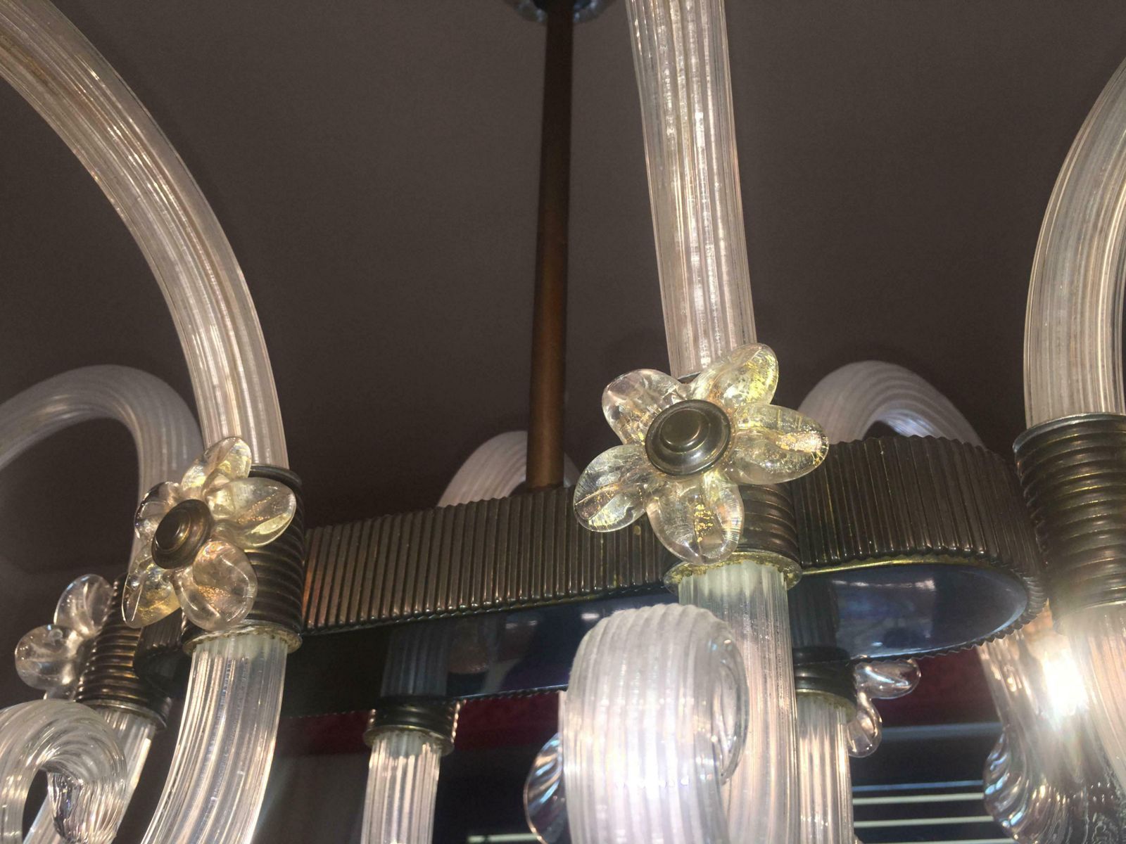 4031.0 Amazing Liberty Chandelier By Ercole Barovier, Murano, 1940s photo