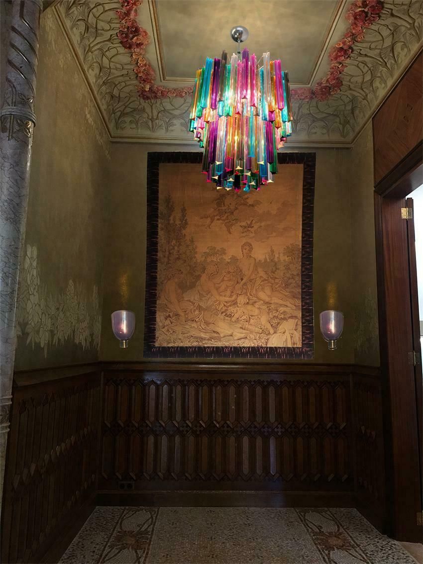 Pair Of Chandelier Multi Colour 107 Triedri, Murano, 1970s photo vinterior