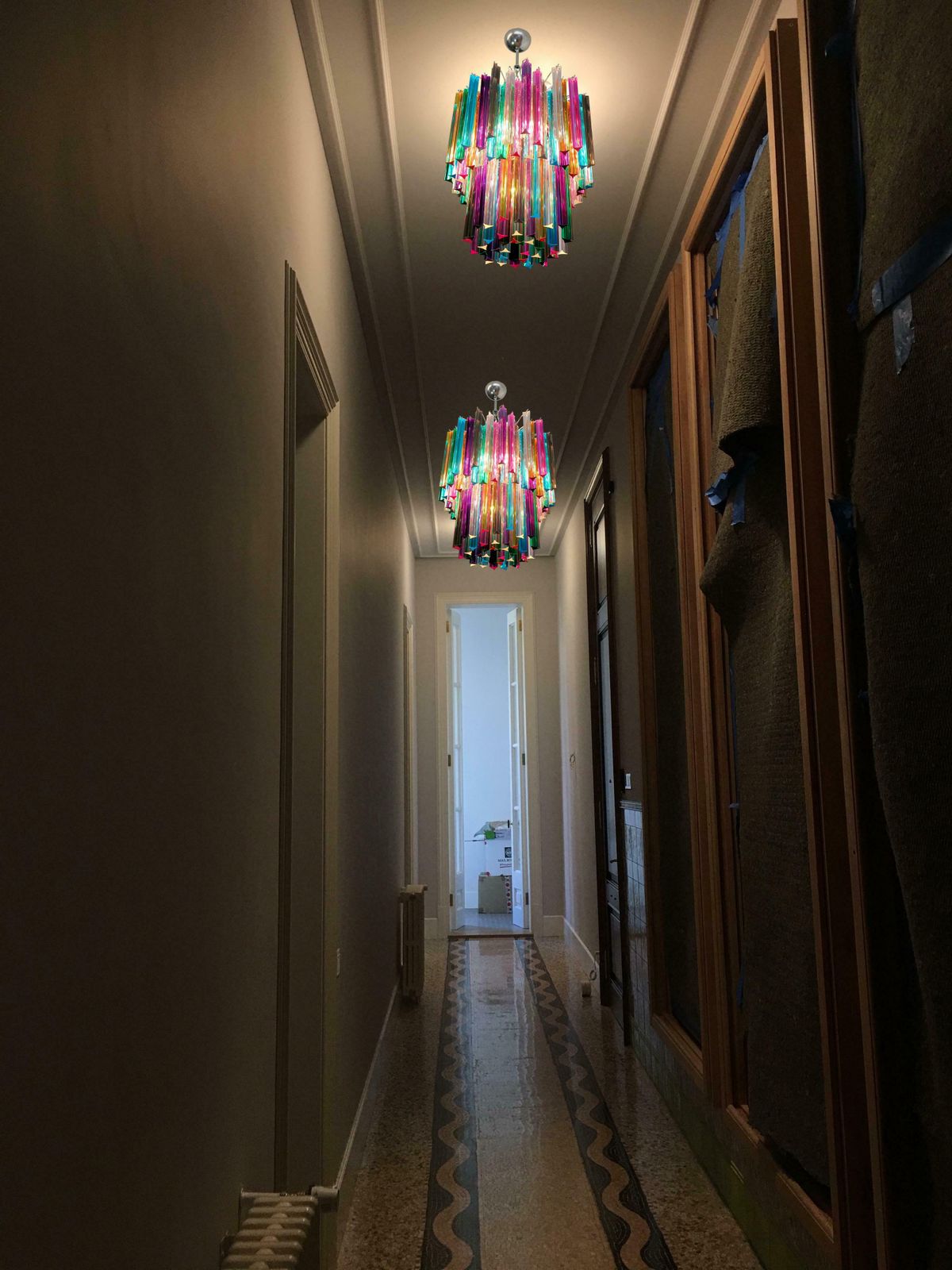 photo furniture Pair Of Chandelier Multi Colour 107 Triedri, Murano, 1970s