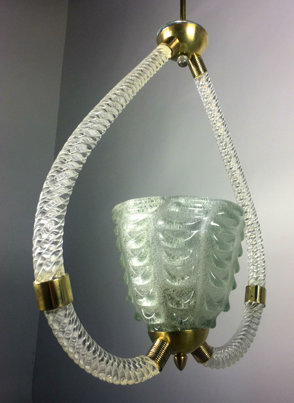 Art Deco Chandelier By Ercole Barovier, Murano, 1940s photo Lighting