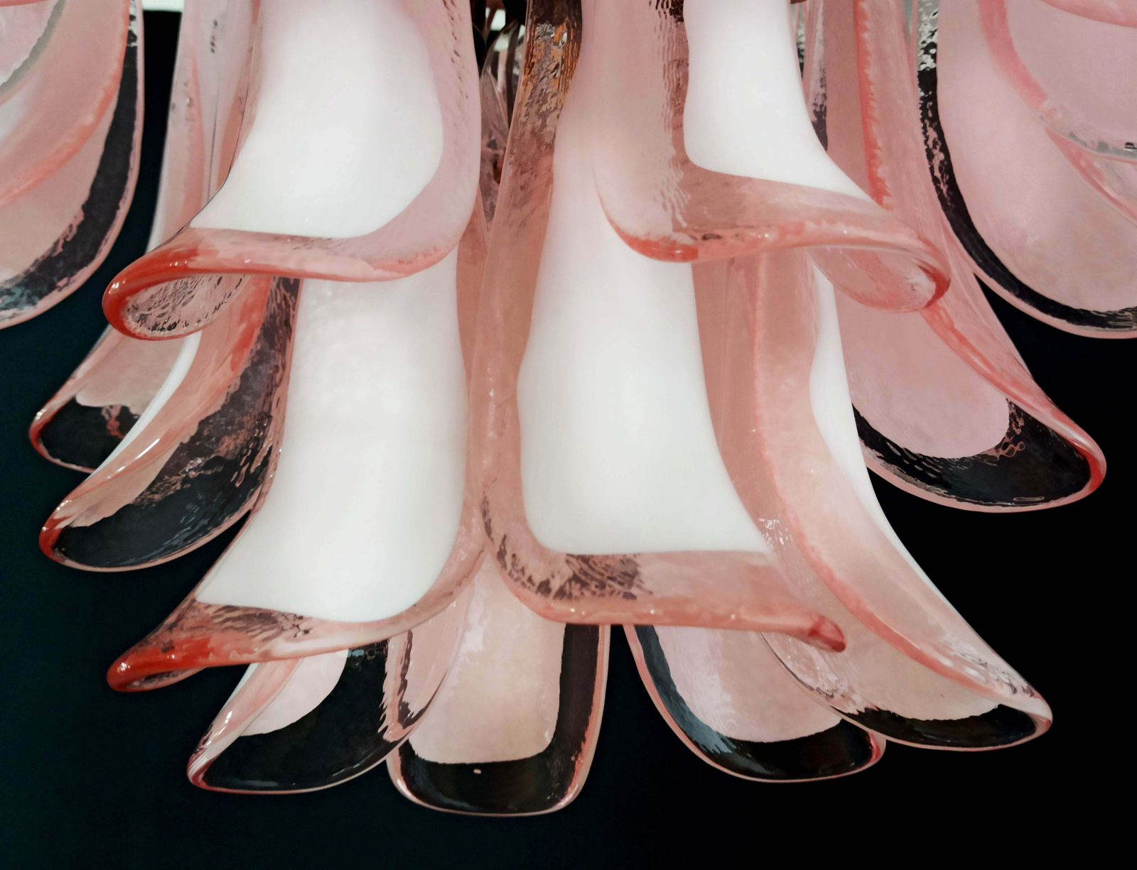 photo furniture Pair Of Italian 36 Pink And White Petals Chandeliers Ceiling Light, Murano