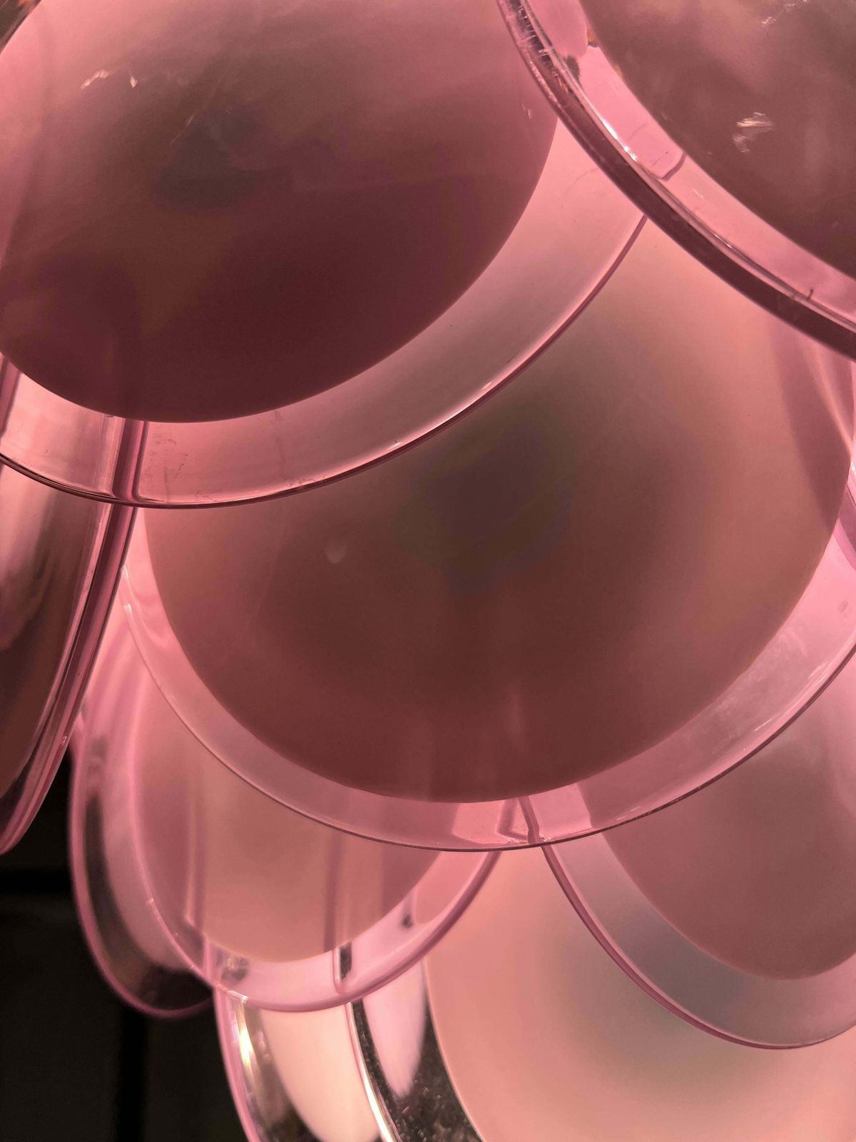 photo vintage Amazing Italian Disc Glass Chandelier By Vistosi, 1980s