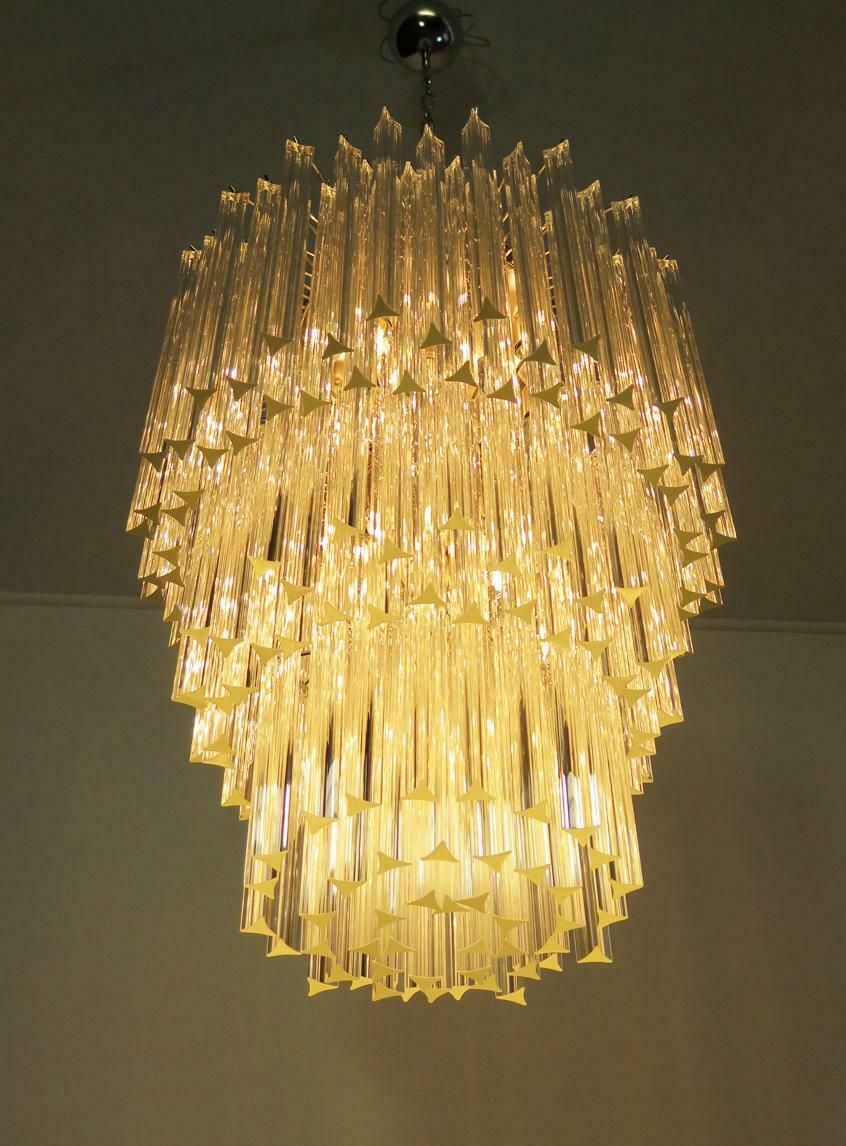 Majestic Italian Pair Of Chandelier Triedri, 184 Prism, Murano photo 6851.0