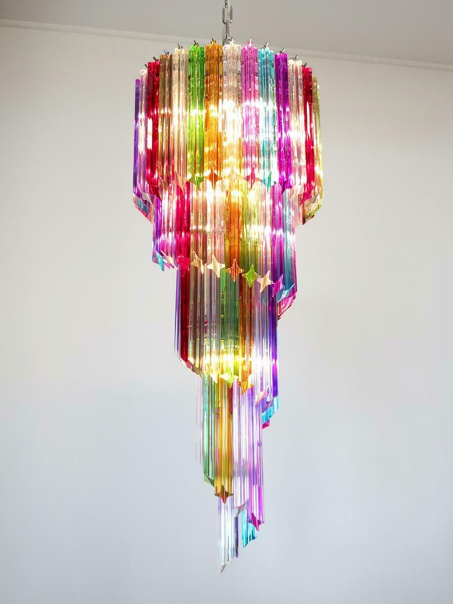 photo furniture Pair Italian Chandeliers Arlecchino Glass. Murano, 1990s